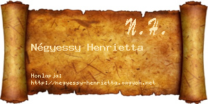 Négyessy Henrietta névjegykártya